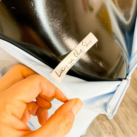 LUCY IN THE SKY Soft Blue Strappy Dress With Embroidery - Picture 6 of 11